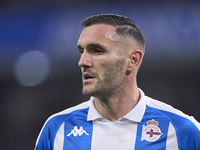 Lucas Perez of RC Deportivo de La Coruna looks on during the LaLiga Hypermotion match between RC Deportivo de La Coruna and SD Eibar at Aban...