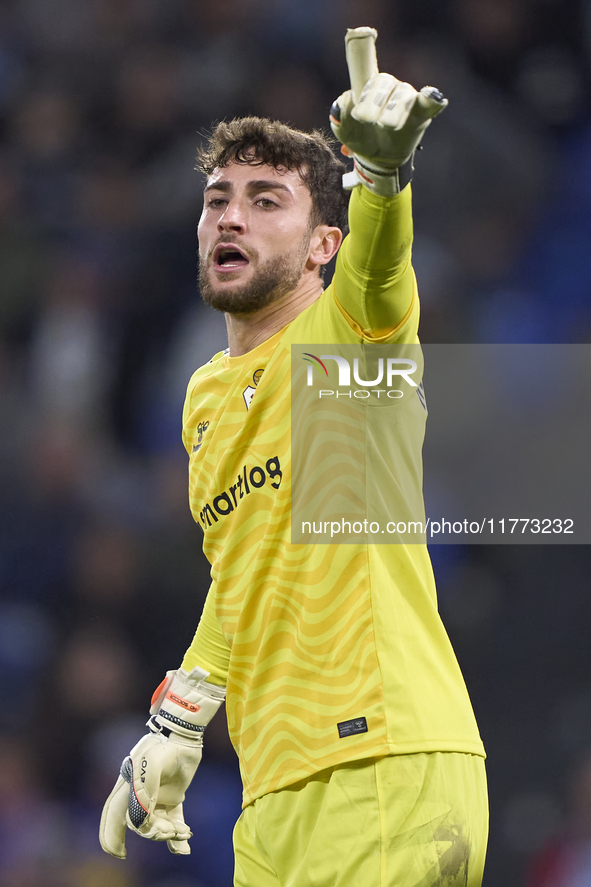 Jonmi Magumagoitia of SD Eibar reacts during the LaLiga Hypermotion match between RC Deportivo de La Coruna and SD Eibar at Abanca Riazor St...