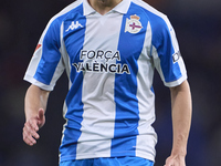 Yeremay Hernandez of RC Deportivo de La Coruna reacts during the LaLiga Hypermotion match between RC Deportivo de La Coruna and SD Eibar at...