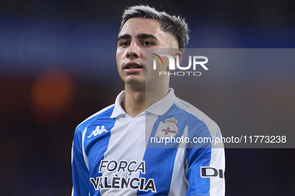 Yeremay Hernandez of RC Deportivo de La Coruna looks on during the LaLiga Hypermotion match between RC Deportivo de La Coruna and SD Eibar a...