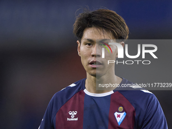 Kento Hashimoto of SD Eibar looks on during the LaLiga Hypermotion match between RC Deportivo de La Coruna and SD Eibar at Abanca Riazor Sta...