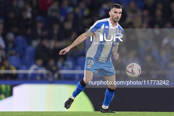 Pablo Vazquez of RC Deportivo de La Coruna is in action during the LaLiga Hypermotion match between RC Deportivo de La Coruna and SD Eibar a...