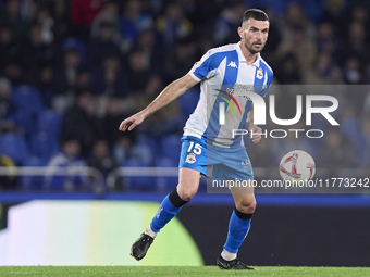 Pablo Vazquez of RC Deportivo de La Coruna is in action during the LaLiga Hypermotion match between RC Deportivo de La Coruna and SD Eibar a...