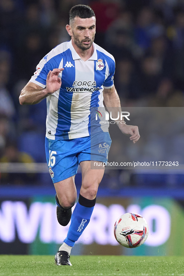 Pablo Vazquez of RC Deportivo de La Coruna is in action during the LaLiga Hypermotion match between RC Deportivo de La Coruna and SD Eibar a...