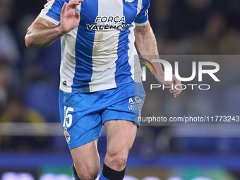 Pablo Vazquez of RC Deportivo de La Coruna is in action during the LaLiga Hypermotion match between RC Deportivo de La Coruna and SD Eibar a...