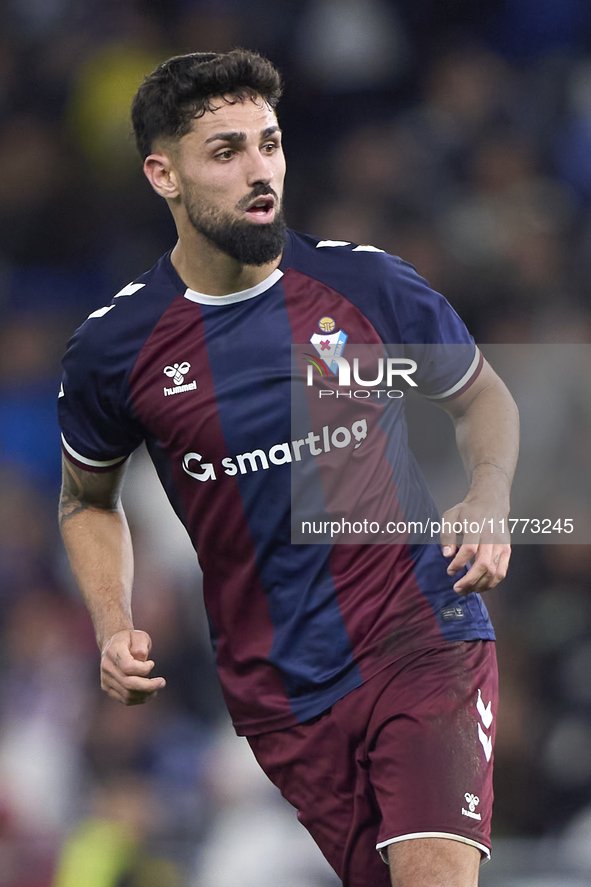 Diego Villares of RC Deportivo de La Coruna plays during the LaLiga Hypermotion match between RC Deportivo de La Coruna and SD Eibar at Aban...