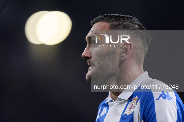 Lucas Perez of RC Deportivo de La Coruna looks on during the LaLiga Hypermotion match between RC Deportivo de La Coruna and SD Eibar at Aban...