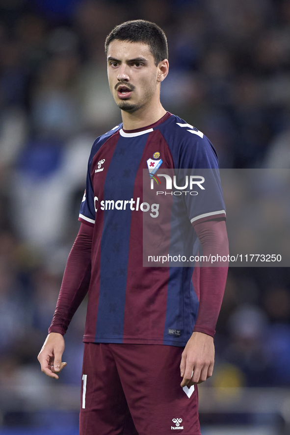 Jon Guruzeta of SD Eibar looks on during the LaLiga Hypermotion match between RC Deportivo de La Coruna and SD Eibar at Abanca Riazor Stadiu...