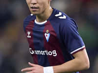 Kento Hashimoto of SD Eibar looks on during the LaLiga Hypermotion match between RC Deportivo de La Coruna and SD Eibar at Abanca Riazor Sta...