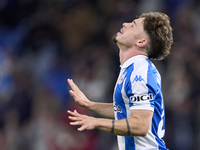 Mario Soriano of RC Deportivo de La Coruna celebrates after scoring his team's first goal during the LaLiga Hypermotion match between RC Dep...