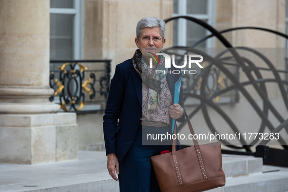 Genevieve Darrieussecq, Minister of Public Health, attends the Council of Ministers at the Elysee in Paris, France, on November 13, 2024. 