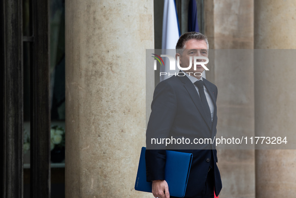 Gil Averous, Minister of Sport, is at the Elysee for the Council of Ministers in Paris, France, on November 13, 2024. 