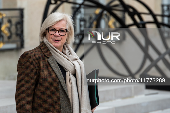 Catherine Vautrin, Minister for Partnerships with the Territories and Decentralisation, is at the Elysee Palace for the Council of Ministers...