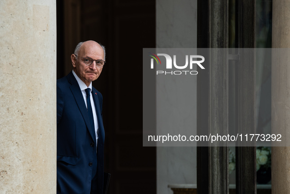 Didier Migaud, Minister of Justice, is at the Elysee Palace for the Council of Ministers in Paris, France, on November 13, 2024. 