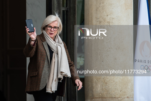 Catherine Vautrin, Minister for Partnerships with the Territories and Decentralisation, is at the Elysee Palace for the Council of Ministers...