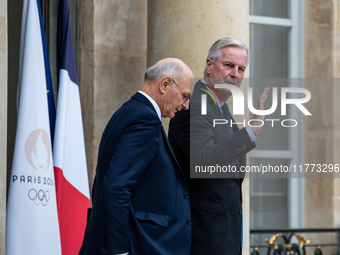 Prime Minister Michel Barnier and Didier Migaud, Minister of Justice, are at the Elysee Palace for the Council of Ministers in Paris, France...