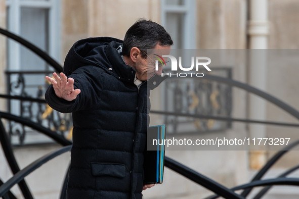 Interior Minister Bruno Retailleau is at the Elysee Palace for the Council of Ministers in Paris, France, on November 13, 2024. 