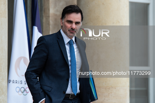 Laurent Saint-Martin, Minister in charge of Budget, attends the Council of Ministers at the Elysee in Paris, France, on November 13, 2024. 