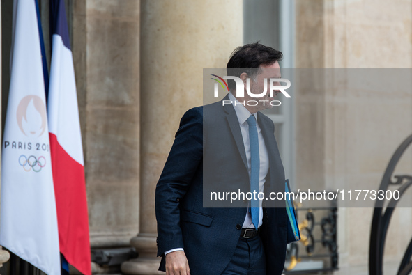 Laurent Saint-Martin, Minister in charge of Budget, attends the Council of Ministers at the Elysee in Paris, France, on November 13, 2024. 