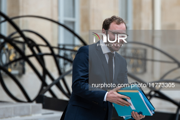 Antoine Armand, Minister for the Economy, Finance and Industry, is at the Elysee Palace for the Council of Ministers in Paris, France, on No...