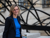 Agnes Pannier-Runacher, French Minister for Ecological Transition, Energy, Climate, and Risk Prevention, attends the Council of Ministers at...