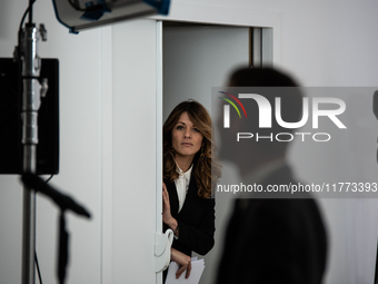 Maud Bregeon, Minister Delegate of the Premier and government spokesperson, meets the press at the end of the Council of Ministers in Paris,...