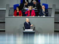 German Chancellor Olaf Scholz holds a Government Declaration at the lower house of Parliament Bundestag in Berlin, Germany, on November 13,...