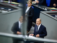 German Chancellor Olaf Scholz holds a Government Declaration at the lower house of Parliament Bundestag in Berlin, Germany, on November 13,...