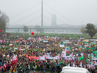 Thousands of public sector workers rally in Duesseldorf, Germany, on November 13, 2024, against state government budget cuts on public secto...