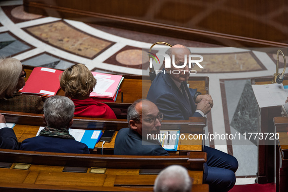 Didier Migaud, Minister of Justice, is in Parliament during the question time to the government in Paris, France, on November 13, 2024. 