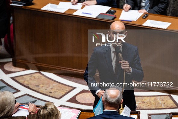 Foreign Minister Jean-Noel Barrot is in Parliament in Paris, France, on November 13, 2024. 