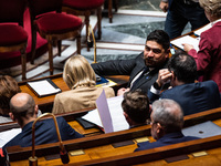 Guillaume Kasbarian, Deputy Minister of Foreign Affairs, is in Parliament during the question time to the government in Paris, France, on No...