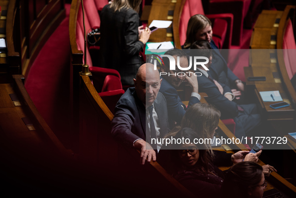 Roland Lescure, MP for Together for the Republic and Vice-President of the National Assembly, is in Parliament during question time in Paris...