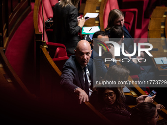 Roland Lescure, MP for Together for the Republic and Vice-President of the National Assembly, is in Parliament during question time in Paris...