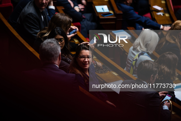 Julie Delpech, MP for Together for the Republic, is in Parliament during question time in Paris, France, on November 13, 2024. 