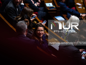 Julie Delpech, MP for Together for the Republic, is in Parliament during question time in Paris, France, on November 13, 2024. (