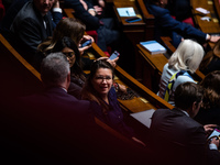 Julie Delpech, MP for Together for the Republic, is in Parliament during question time in Paris, France, on November 13, 2024. (