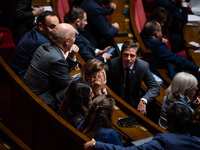 Olivia Gregoire, a member of the Together for the Republic group, is in Parliament during question time in Paris, France, on November 13, 20...