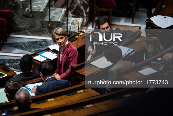 Anne Genetet, Minister of Education, is in Parliament during question time in Paris, France, on November 13, 2024. 