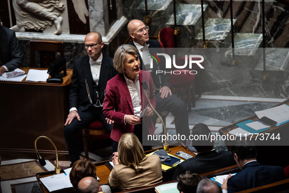 Anne Genetet, Minister of Education, is in Parliament during question time in Paris, France, on November 13, 2024. 