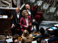 Anne Genetet, Minister of Education, is in Parliament during question time in Paris, France, on November 13, 2024. (