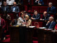 Annie Genevard, Minister of Agriculture, speaks in the French Parliament during question time in Paris, France, on November 13, 2024. (