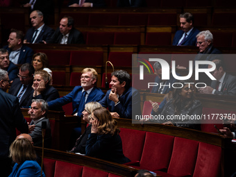 Former Prime Minister and President of Together for the Republic Gabriel Attal is in Parliament during question time in Paris, France, on No...