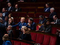 Former Prime Minister and President of Together for the Republic Gabriel Attal is in Parliament during question time in Paris, France, on No...