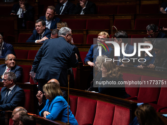 Marc Fesneau, President of the group Les Democrates in Parliament, participates during the question time in Paris, France, on November 13, 2...