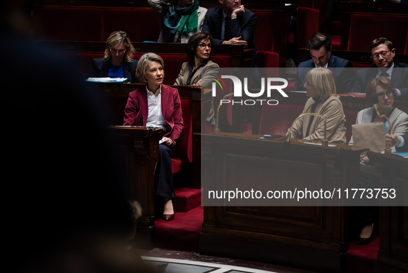 Anne Genetet, Minister of Education, is in Parliament during question time in Paris, France, on November 13, 2024. 