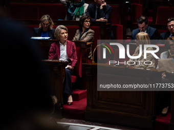 Anne Genetet, Minister of Education, is in Parliament during question time in Paris, France, on November 13, 2024. (