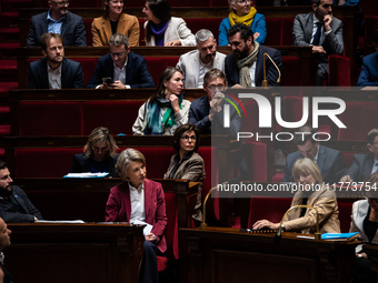 Rachida Dati, Minister of Culture, sits among the benches of the General Assembly in the French Parliament in Paris, France, on November 13,...