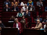 Rachida Dati, Minister of Culture, sits among the benches of the General Assembly in the French Parliament in Paris, France, on November 13,...