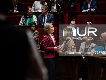 Anne Genetet, Minister of Education, is in Parliament during question time in Paris, France, on November 13, 2024. (